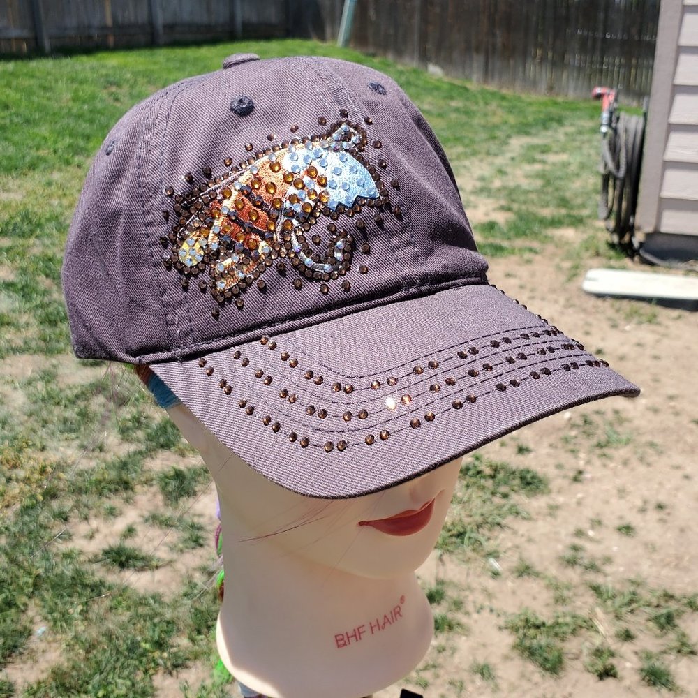 Ladies NEW Brown Fly BLING Hat
